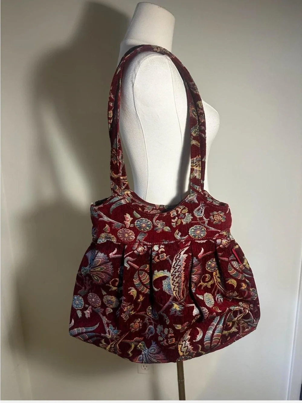 Vintage Handmade Tapestry Bag made in Istanbul Tapestry Shoulder Bag – Burgundy